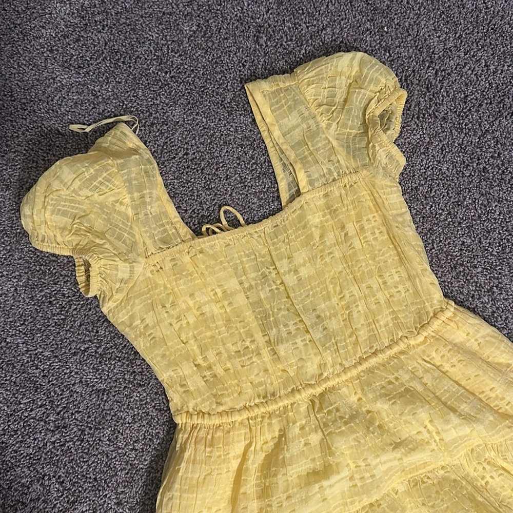 & Other Stories Puff Sleeve Ruffle Bright Yellow Mini Dress LIKE NEW! Size Small - Picture 5 of 6